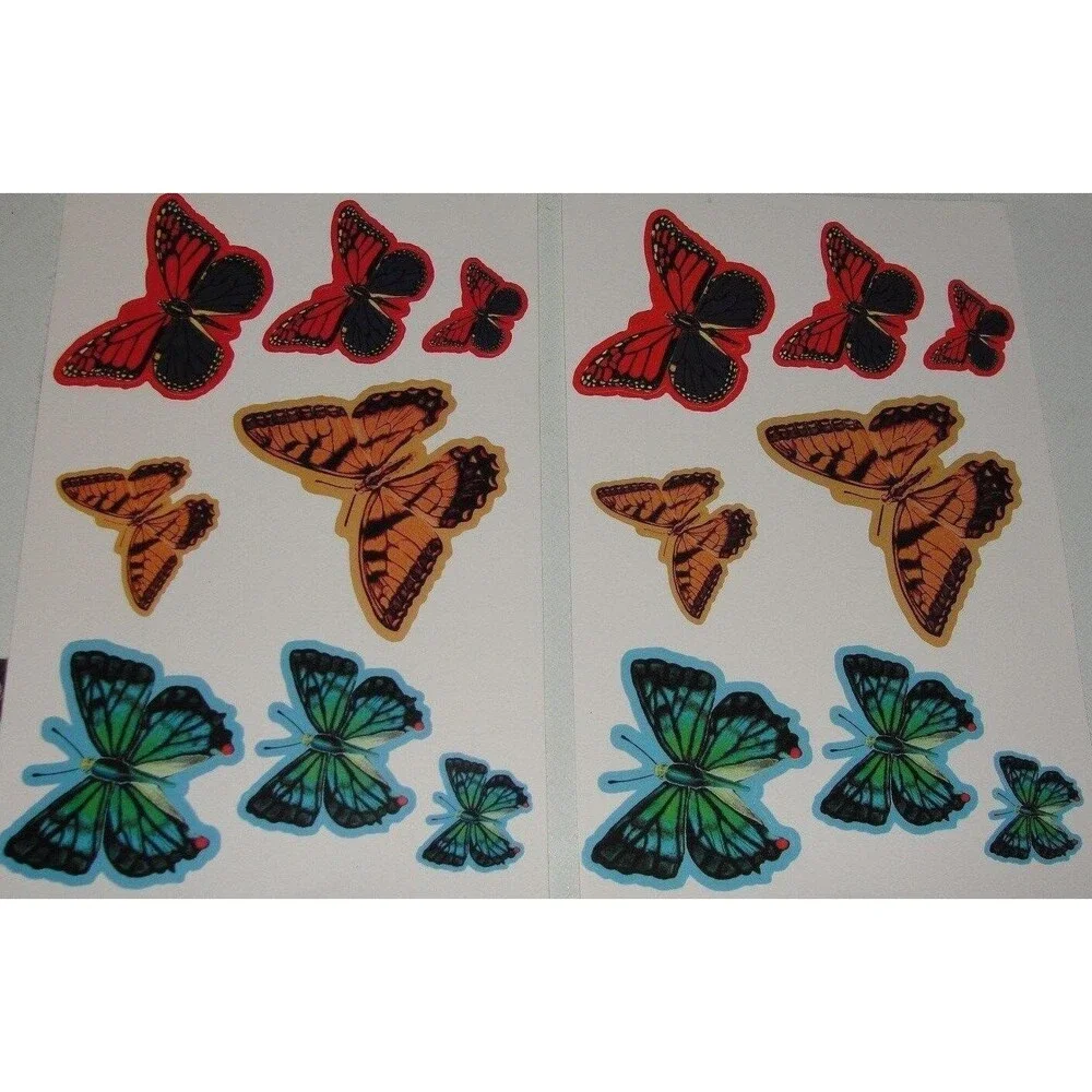 6 sheets BUTTERFLIES Self Adhesive DECALS Washable STICKERS Wall Art Crafts